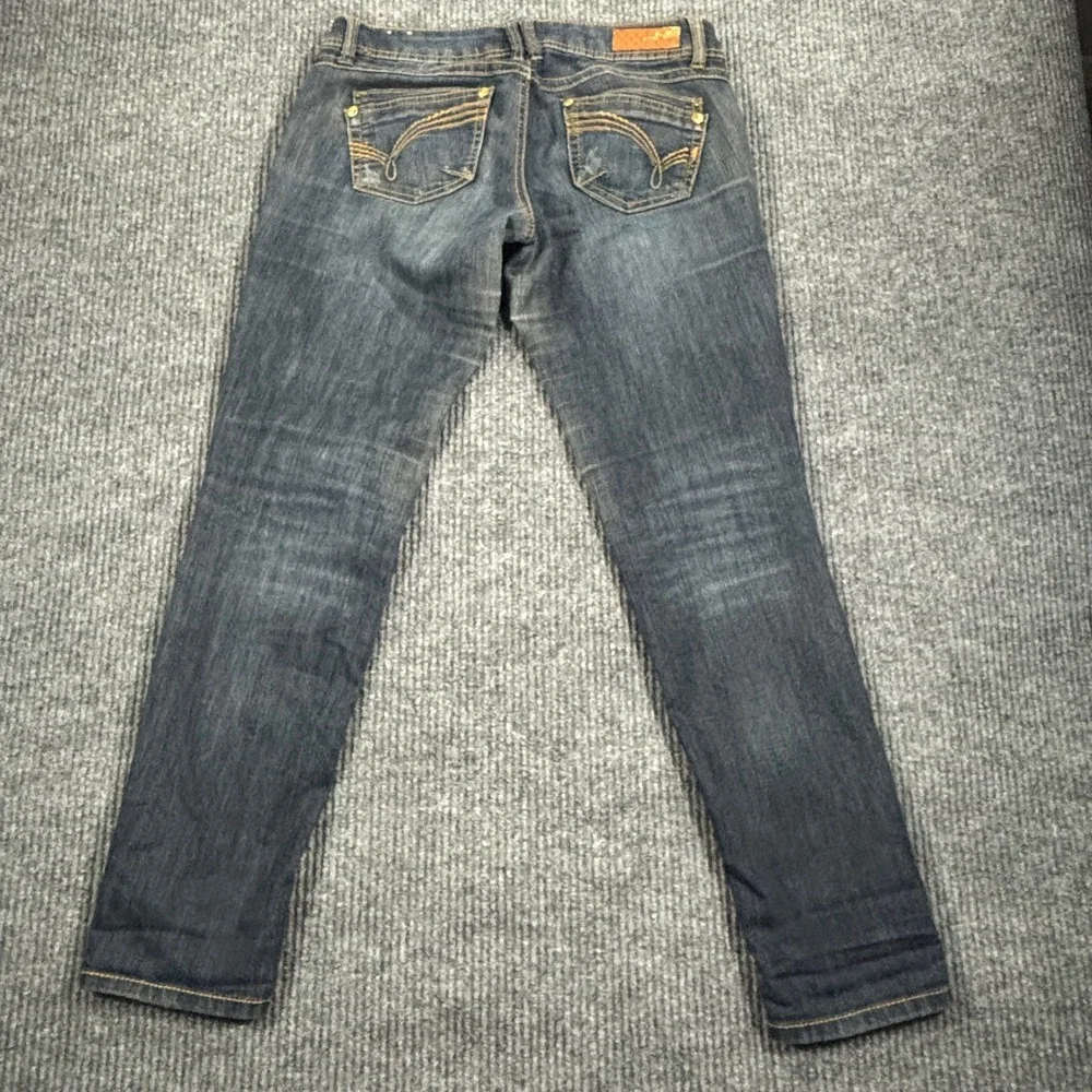 Jolt Skinny Jeans Women Size 5 Blue Dark Wash‎ Low Rise Embroidered Denim
